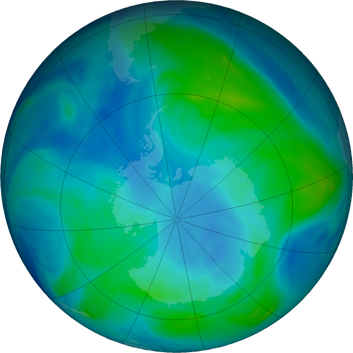 Antarctic ozone map for 27 February 2019